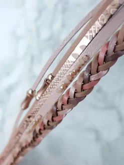 Bransoletki></noscript>Boto Damska Bransoleta Rzemień Szeroka Różowa Michiko