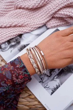 Discount Damska Bransoleta Rzemień Szeroka Beżowa Michiko Bransoletki