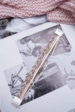 Discount Damska Bransoleta Rzemień Szeroka Beżowa Michiko Bransoletki