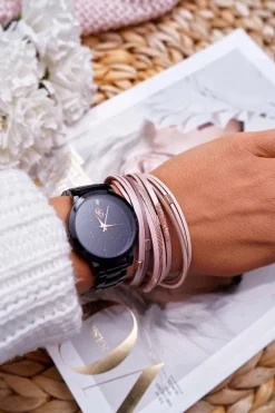 Bransoletki>Boto Damska Bransoleta Rzemień Szeroka Różowa Kryształki Michiko