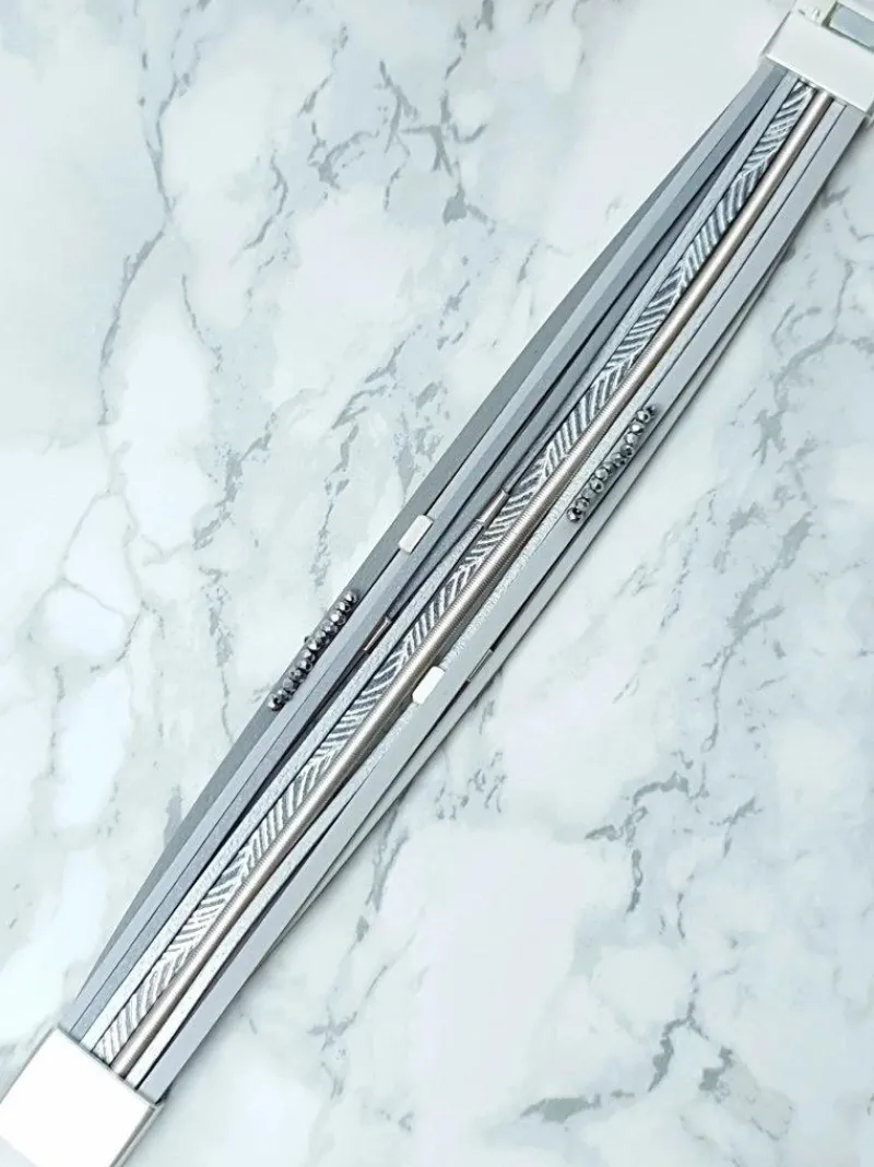 Best Boto Damska Bransoleta Rzemień Szeroka Szara Kryształki Michiko