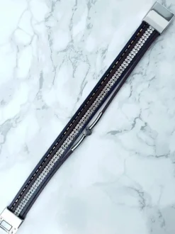 Discount Damska Bransoleta Rzemień Cyrkonie Czarna Michiko Bransoletki