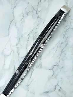 Discount Boto Damska Bransoleta Rzemień Czarna Koraliki Michiko