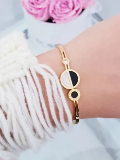 Discount Damska Bransoleta Stalowa Cyrkonie Rzymskie Cyfry Złota Wega Bransoletki