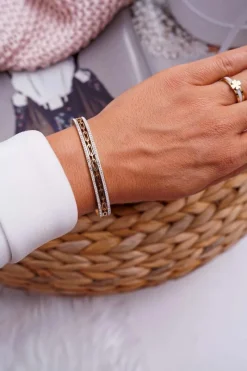 Hot Boto Damska Bransoleta Stalowa Z Cyrkoniami Złota Timeless