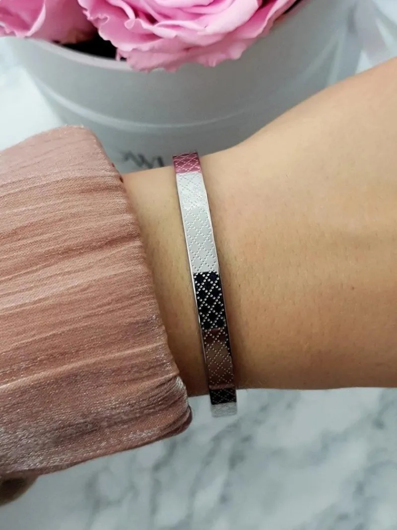 Best Damska Bransoleta Stalowa Z Grawerowanym Wzorem Miss Bransoletki