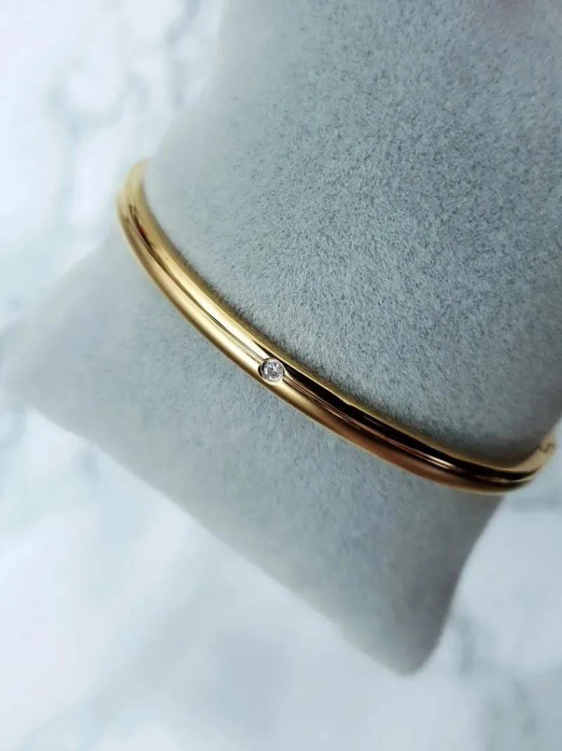 Sale Damska Bransoleta Stalowa Z Cyrkonią Złota Kimi Bransoletki