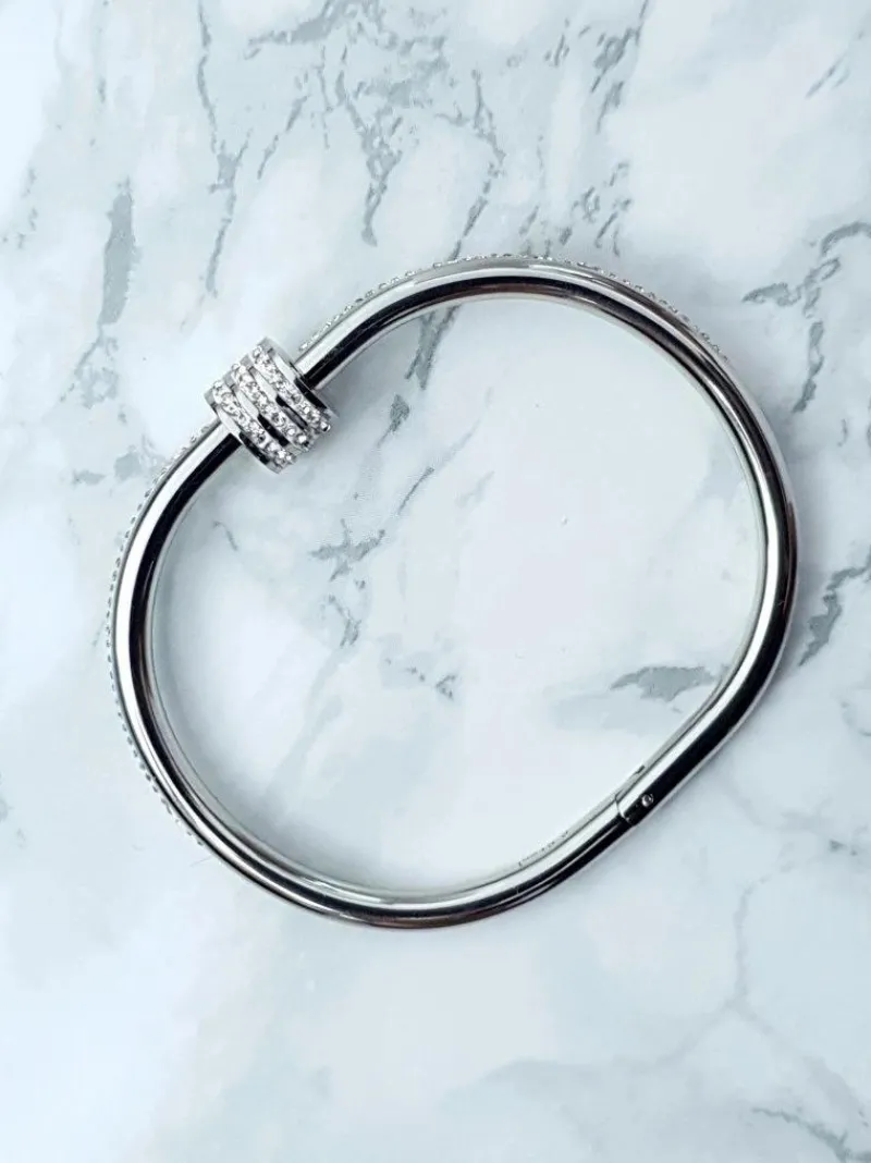 Best Damska Bransoleta Stalowa Z Cyrkoniami Srebrna Ferni Bransoletki