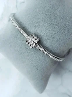 Best Damska Bransoleta Stalowa Z Cyrkoniami Srebrna Ferni Bransoletki