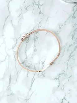 Outlet Boto Damska Bransoleta Stalowa Kwiat Różowe Złoto FlowerTail