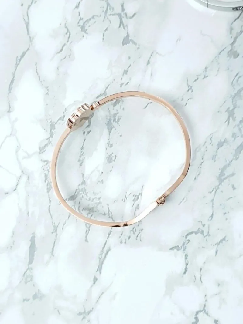 Outlet Boto Damska Bransoleta Stalowa Kwiat Różowe Złoto FlowerTail