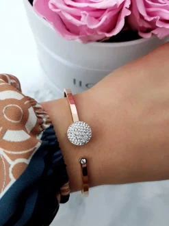 Discount Damska Bransoleta Stalowa Kryształy Różowe Złoto Roxa Bransoletki