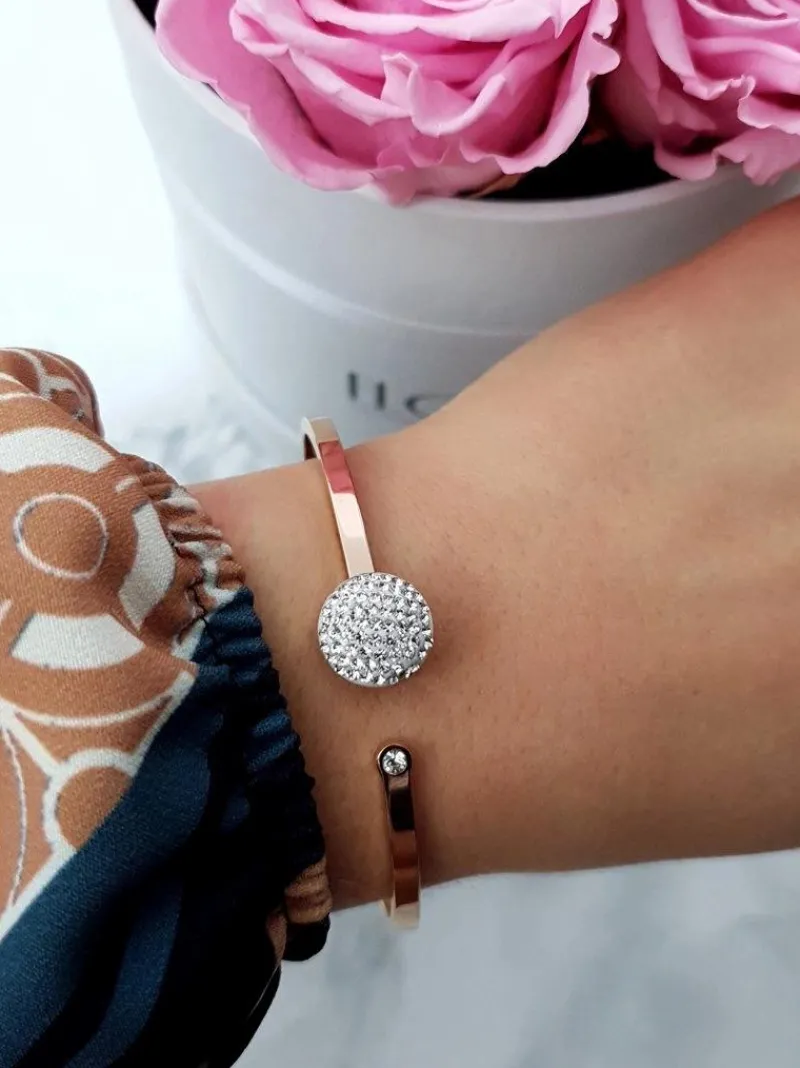 Discount Damska Bransoleta Stalowa Kryształy Różowe Złoto Roxa Bransoletki