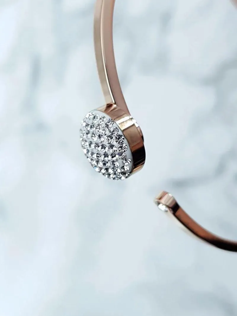 Discount Damska Bransoleta Stalowa Kryształy Różowe Złoto Roxa Bransoletki