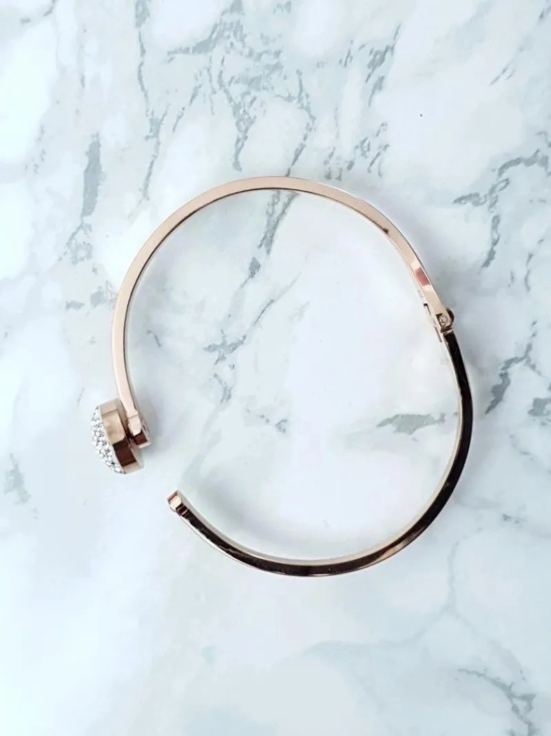 Discount Damska Bransoleta Stalowa Kryształy Różowe Złoto Roxa Bransoletki