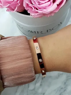 Damska Bransoleta Stalowa Z Cyrkoniami Różowe Złoto 6mm Valerii Bransoletki