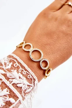 Best Damska Bransoleta Stalowa Z Cyrkoniami Złoto Faith Bransoletki