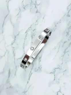 Bransoletki>Boto Damska Bransoleta Stalowa Z Cyrkoniami Srebrna 6mm Valerii