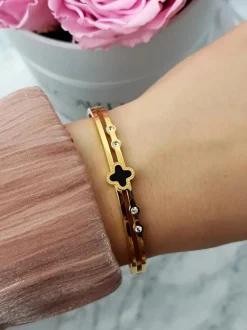 Discount Boto Damska Bransoleta Stalowa Z Czterema Cyrkoniami Złota Avior