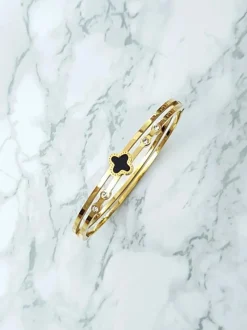 Discount Boto Damska Bransoleta Stalowa Z Czterema Cyrkoniami Złota Avior