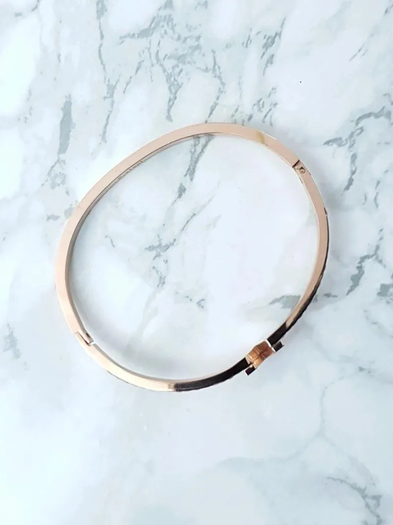 Discount Damska Bransoleta Stalowa Cyrkonie Różowe Złoto Milo Bransoletki