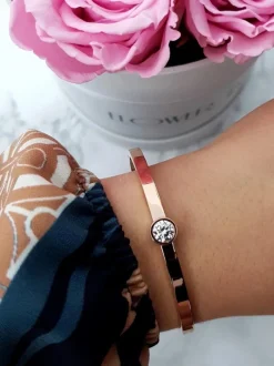 Bransoletki>Boto Damska Bransoleta Stalowa Z Cyrkonią Różowe Złoto Gemma