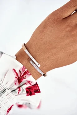 Clearance Damska Bransoleta Stalowa Z Cyrkoniami Różowe Złoto Sekvana Bransoletki