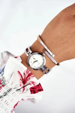 Clearance Damska Bransoleta Stalowa Z Cyrkoniami Różowe Złoto Sekvana Bransoletki