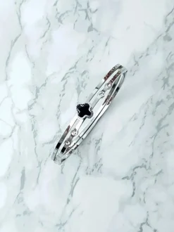 Bransoletki>Boto Damska Bransoleta Stalowa Z Czterema Cyrkoniami Srebrna Avior