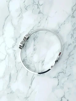 Sale Damska Bransoleta Stalowa Z Dwoma Cyrkoniami Srebrny Beluci Bransoletki