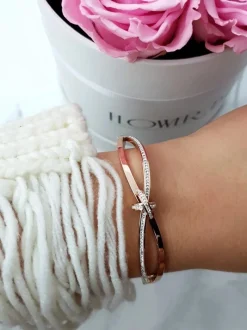 Bransoletki>Boto Damska Bransoleta Stalowa Cyrkonie Różowe Złoto Seri