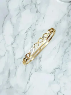 New Damska Bransoleta Stalowa Z Cyrkonią Nieskończoność Złota Glam Bransoletki