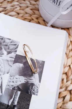 Sale Damska Bransoleta Stalowa Z Cyrkoniami Złota Grenn Bransoletki