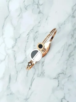 Hot Boto Damska Bransoleta Stalowa Cyrkonie Rzymskie Cyfry Różowe Złoto Wega