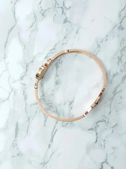 Hot Boto Damska Bransoleta Stalowa Cyrkonie Rzymskie Cyfry Różowe Złoto Wega