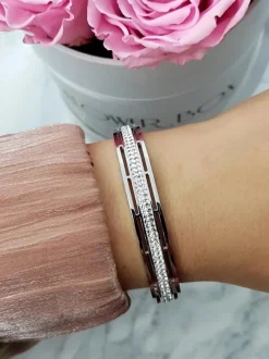 Bransoletki>Boto Damska Bransoleta Stalowa Z Cyrkoniami Srebrna Verne