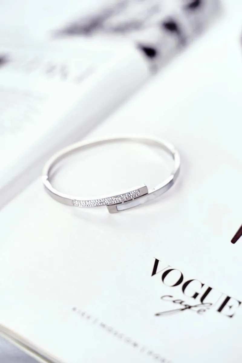 Bransoletki>Glam Chic Damska Bransoleta Stalowa Z Cyrkoniami Srebrna Sekvana