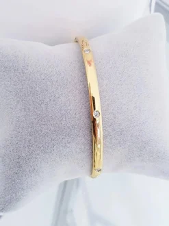 New Damska Bransoleta Stalowa Z Cyrkoniami Złota Ursa Bransoletki