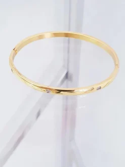 New Damska Bransoleta Stalowa Z Cyrkoniami Złota Ursa Bransoletki