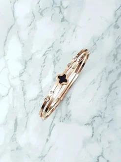 Online Damska Bransoleta Stalowa Z Czterema Cyrkoniami Różowe Złoto Avior Bransoletki