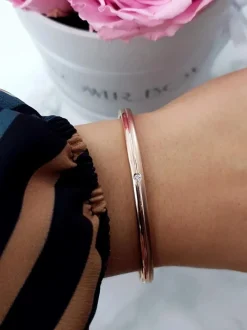 Bransoletki>Boto Damska Bransoleta Stalowa Z Cyrkonią Różowe Złoto Kimi