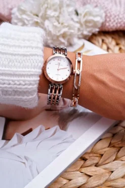 Bransoletki>Boto Damska Bransoleta Stalowa Z Cyrkoniami Różowe Złoto Etienne