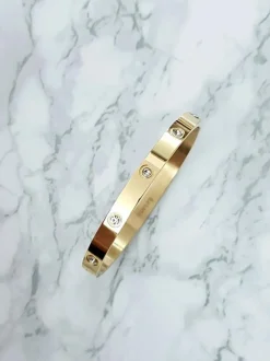 Outlet Boto Damska Bransoleta Stalowa Z Cyrkoniami Złota 6mm Valerii