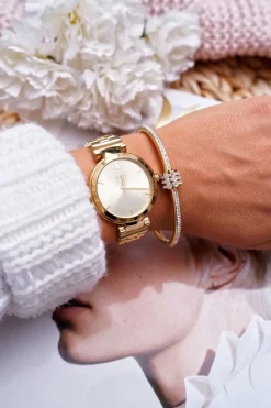 Bransoletki>Boto Damska Bransoleta Stalowa Z Cyrkoniami Złota Ferni