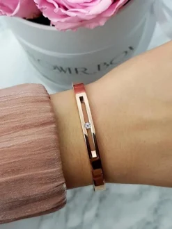 Online Boto Damska Bransoleta Stalowa Z Cyrkonią Różowe Złoto Crystal