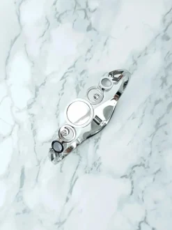 Outlet Boto Damska Bransoleta Stalowa Perłowe Kamienie Srebrna Dione