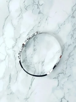 Outlet Boto Damska Bransoleta Stalowa Perłowe Kamienie Srebrna Dione