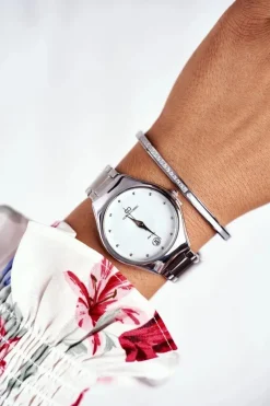 New Glam Chic Damska Bransoleta Stalowa Z Cyrkoniami Srebrna Guadiana