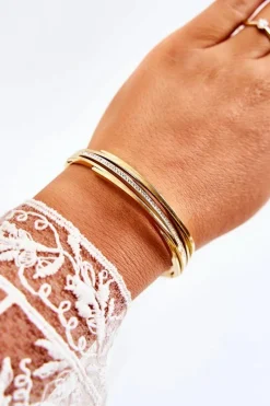 Online Damska Bransoleta Stalowa Z Cyrkoniami Złota Myrens Bransoletki