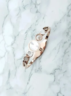 Bransoletki>Boto Damska Bransoleta Stalowa Perłowe Kamienie Różowe Złoto Dione